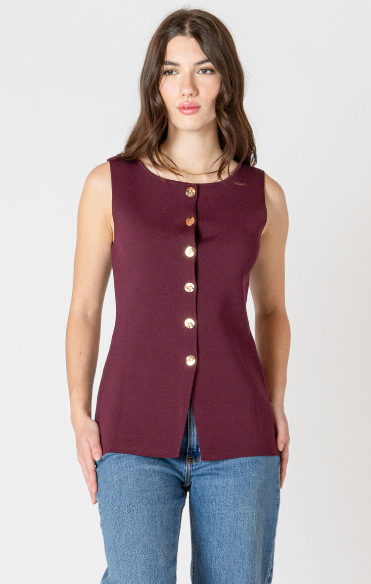 Black Tape Burgundy Button Top