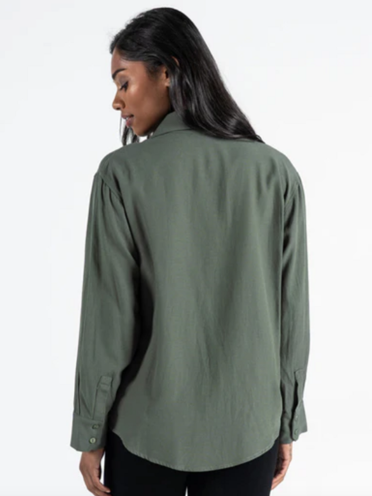 C'est Moi Cotton Linen Blouse Military