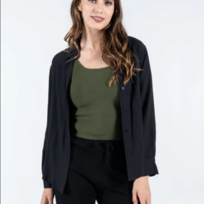 C'est Moi Cotton Linen Blouse Black