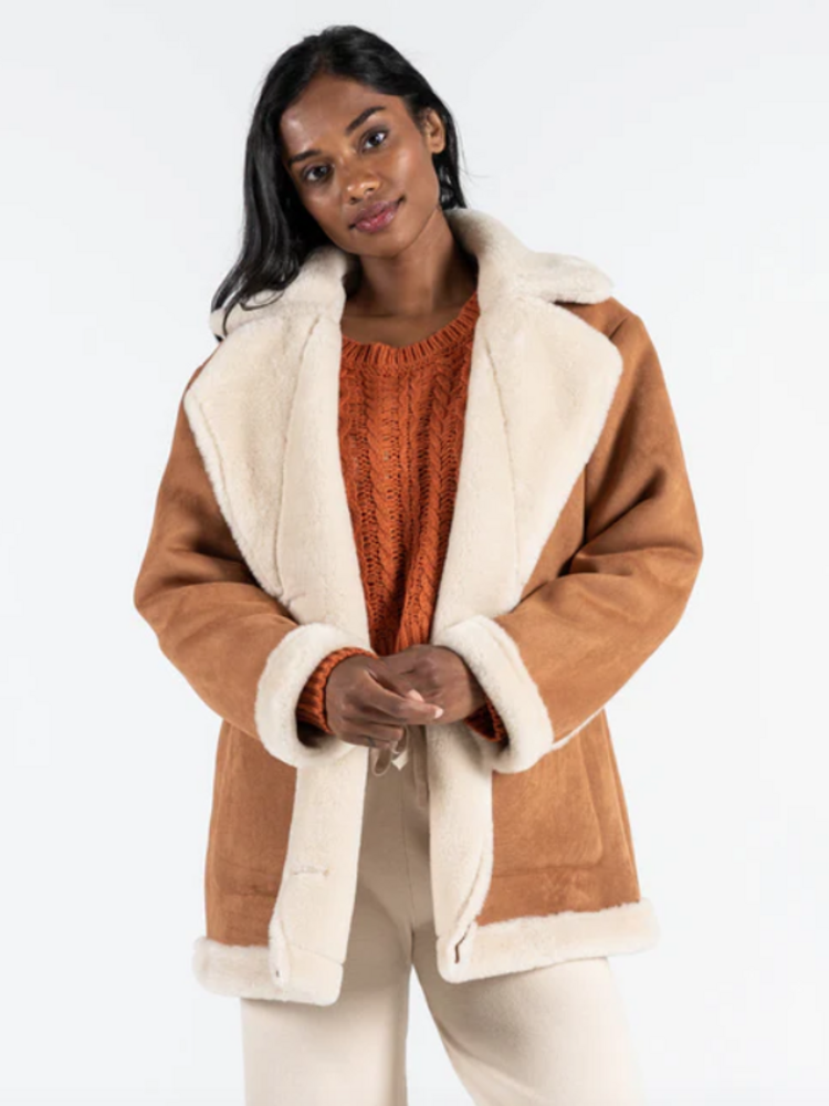 C'est Moi Camel Shearling Coat