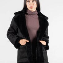 C'est Moi Black Shearling Coat