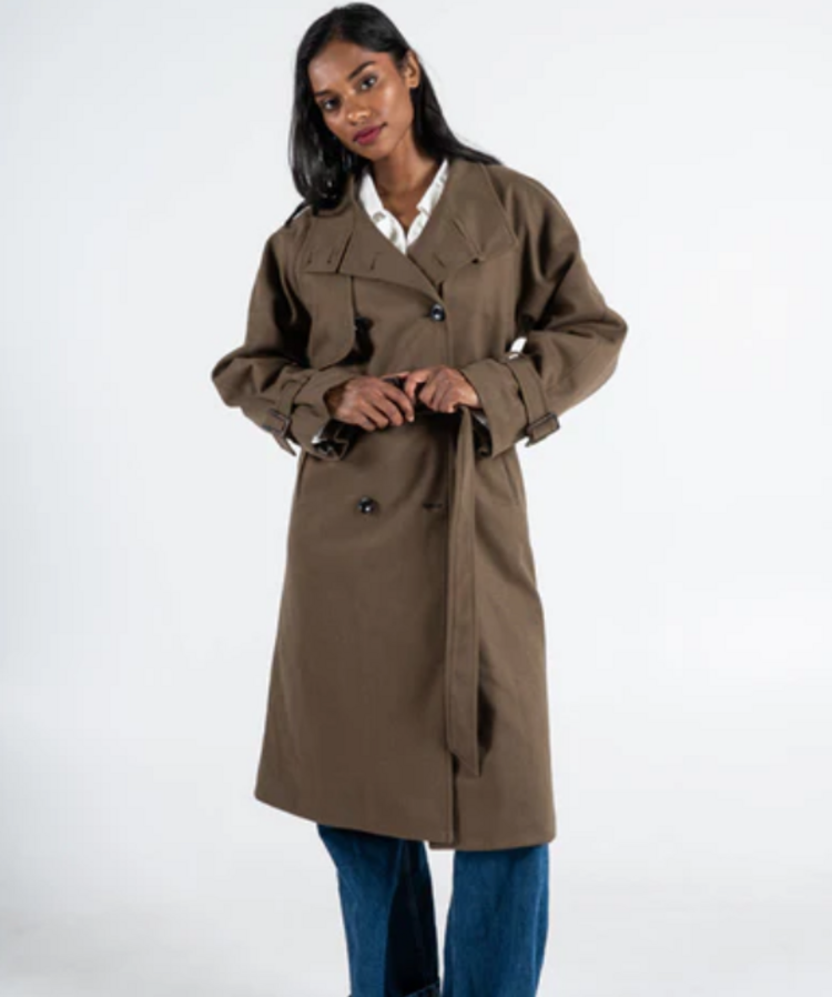 C'est Moi Olive Trench Coat