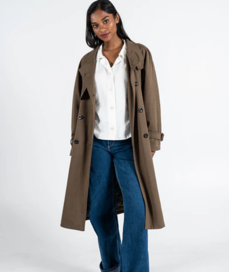 C'est Moi Olive Trench Coat