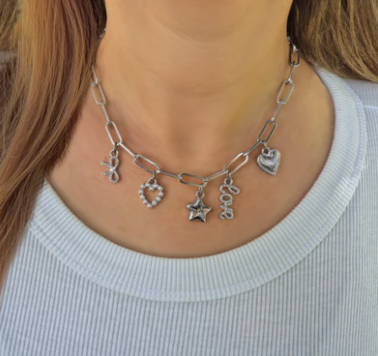 Foxy Bella Charm Necklace Silver