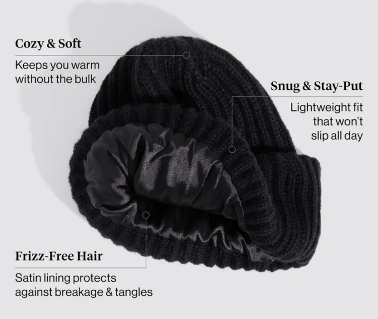 Kitsch Satin Beanie Black