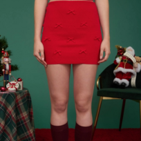 Red Bow Mini Skirt