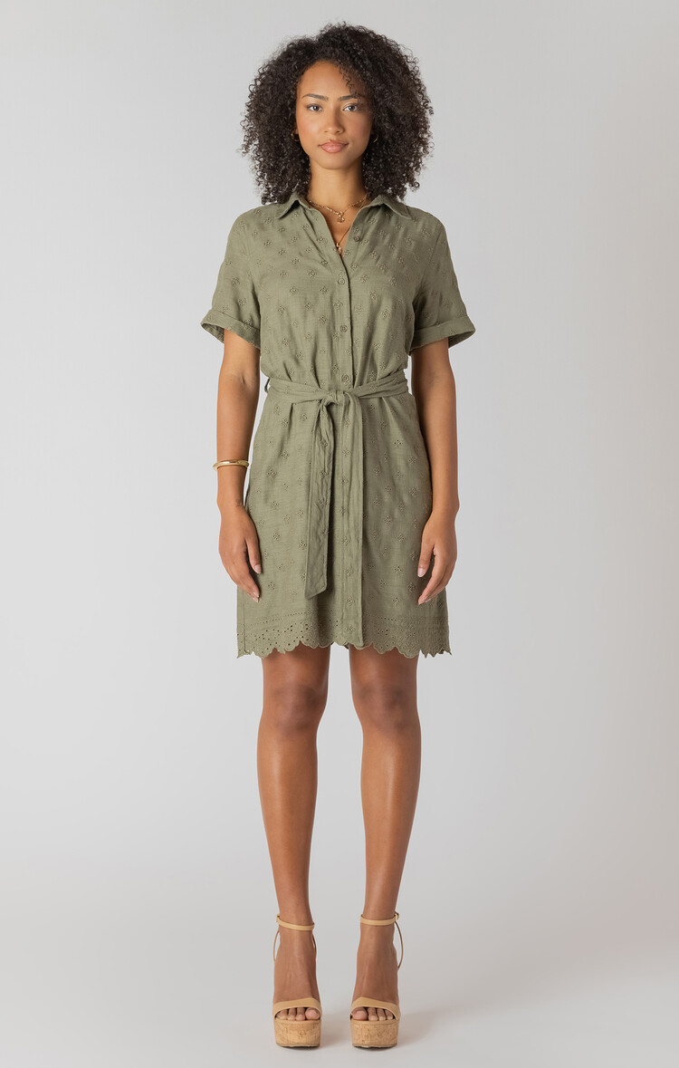 Room 34 Sage Mini Shirt Dress