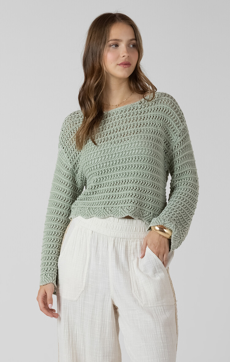Dex Sage Open Knit Top