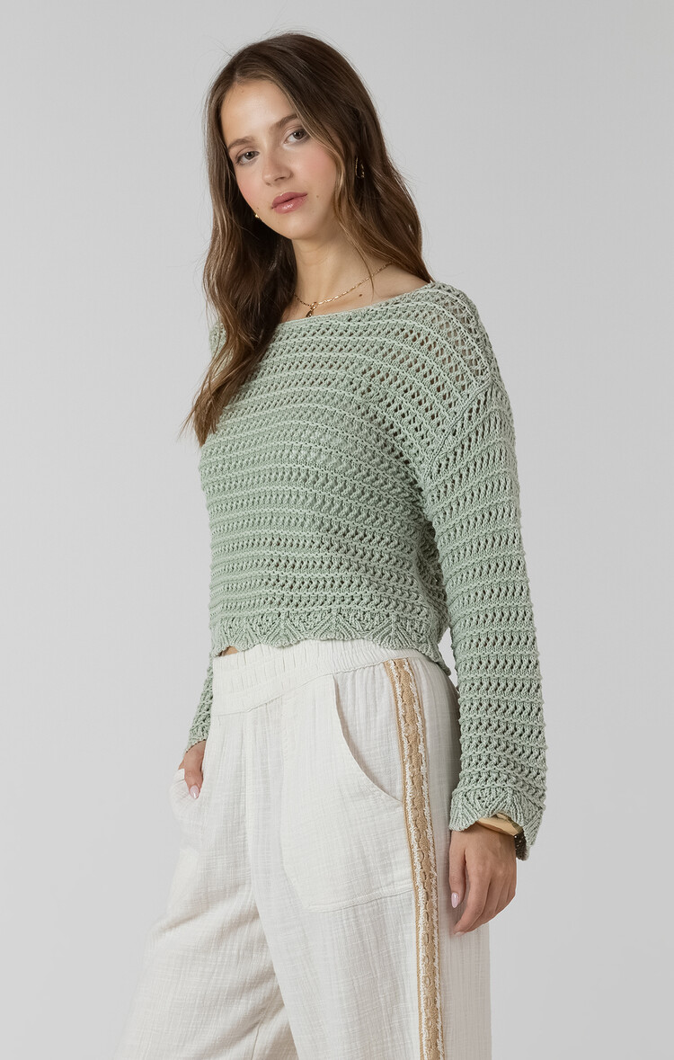 Dex Sage Open Knit Top