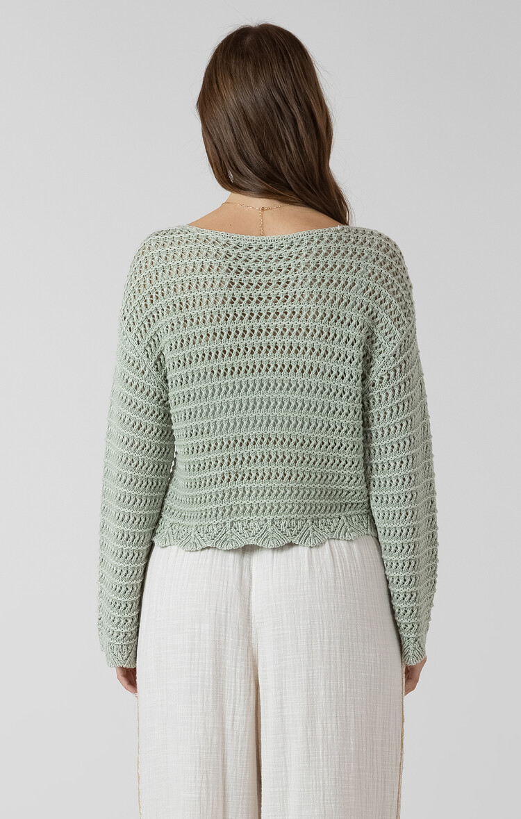 Dex Sage Open Knit Top