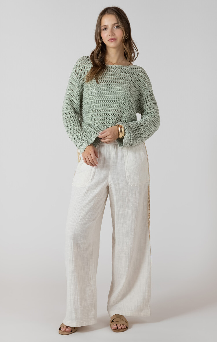 Dex Sage Open Knit Top