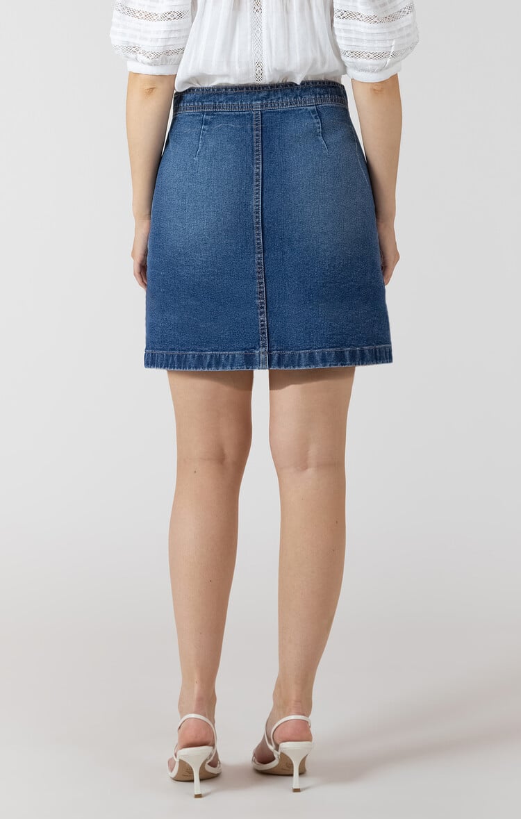 Dex Button Denim Skirt