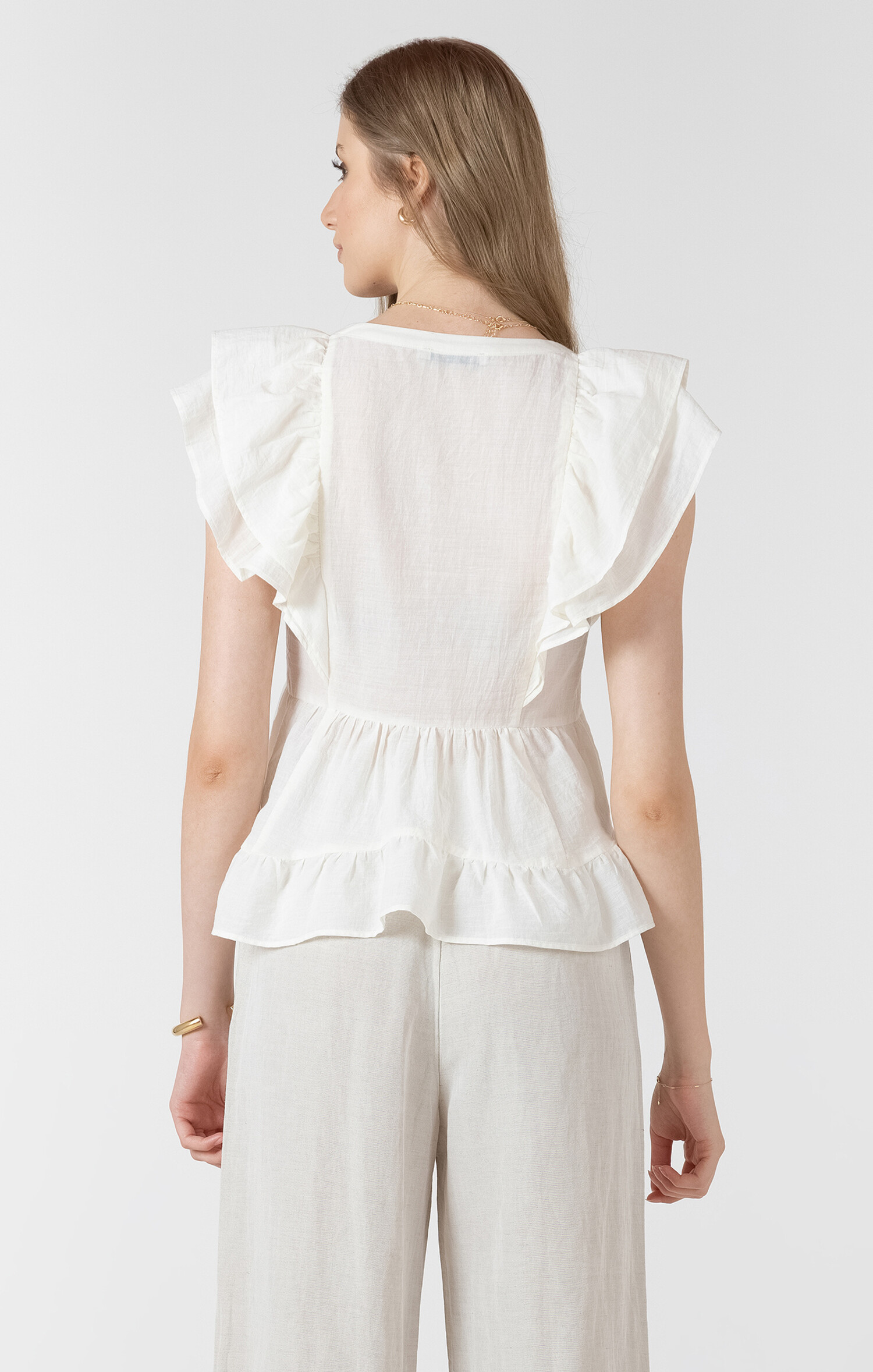 トップス piping bulky frill blouse Ruffle Blouse - Clothz