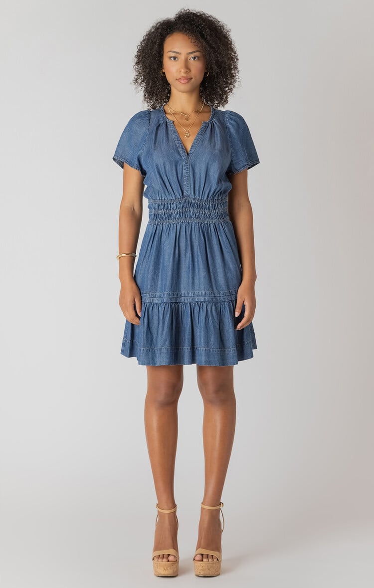 Room 34 Smocked Indigo Dress