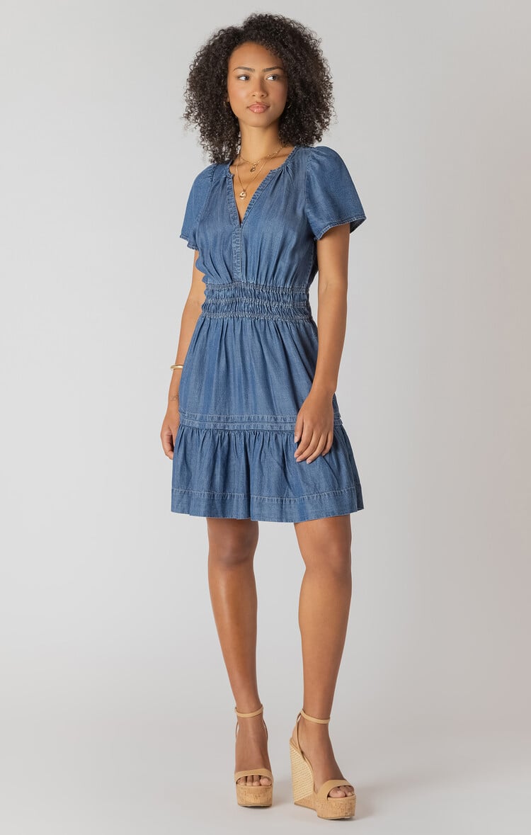 Room 34 Smocked Indigo Dress