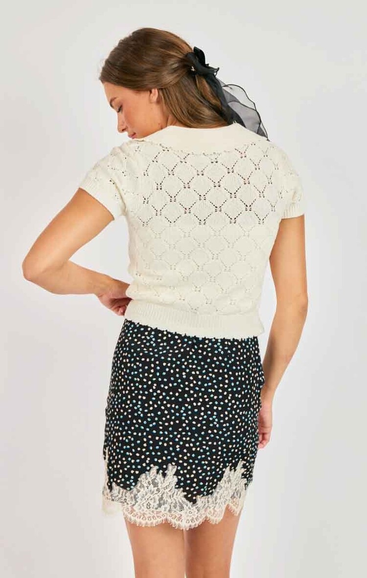 Sadie & Sage Josephine Polo Short Sleeve Sweater