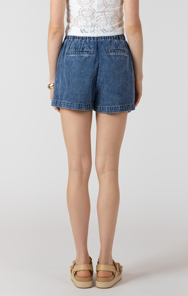 Dex Drawstring Denim Shorts-Dark
