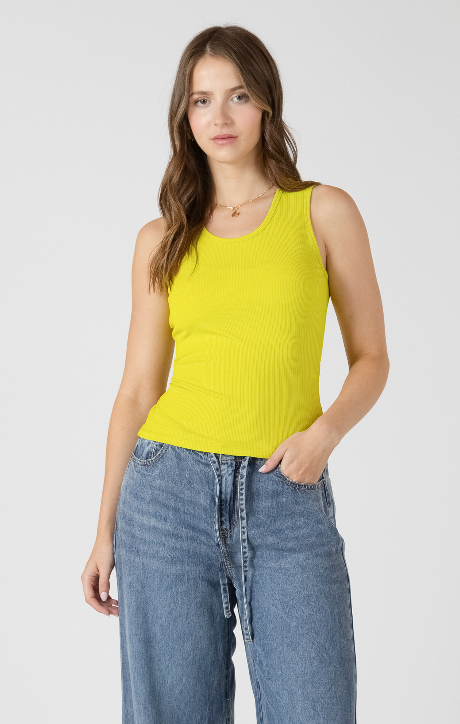 Lime Ribbed Tank - Clothz