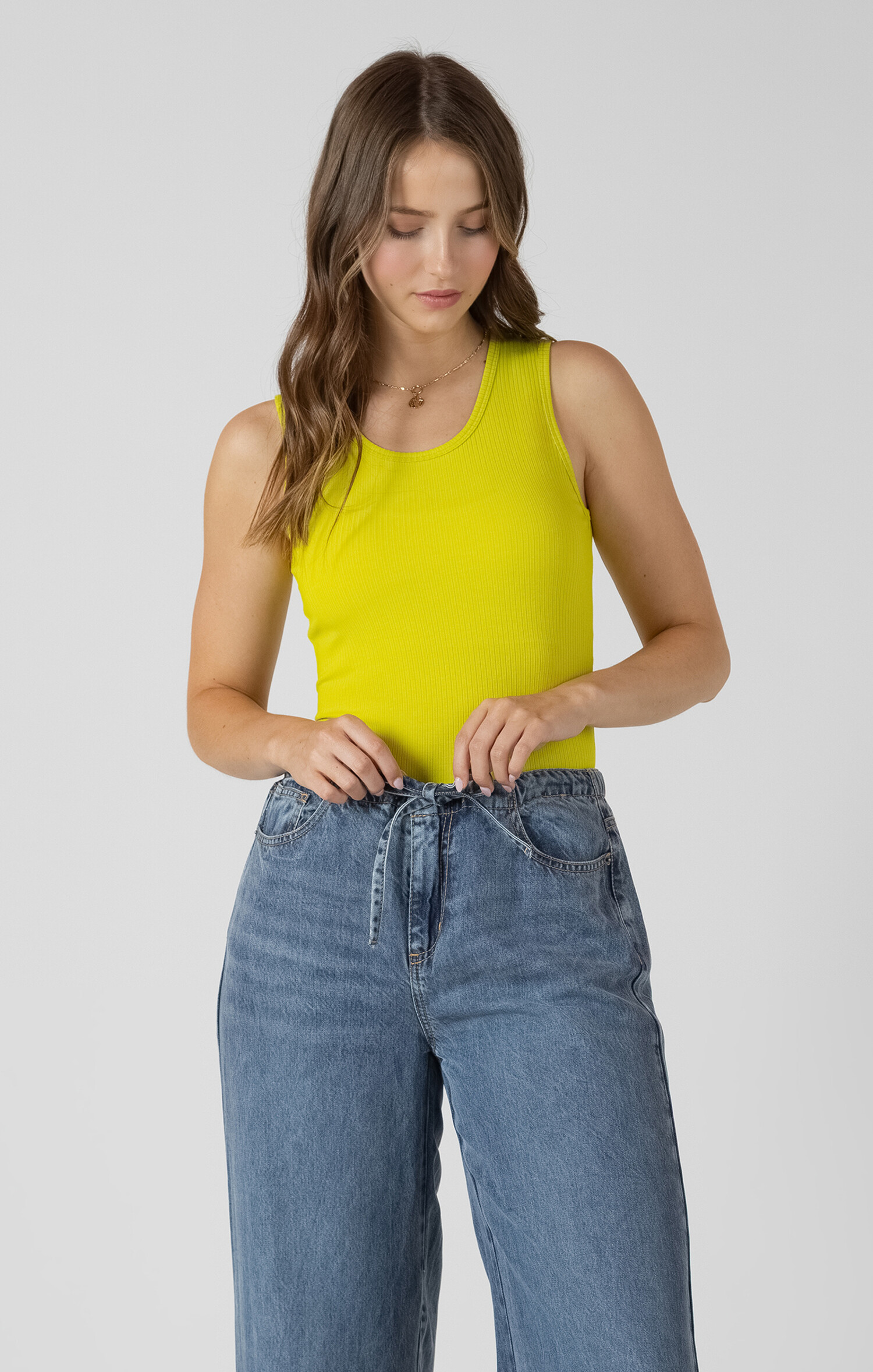 Lime Ribbed Tank - Clothz