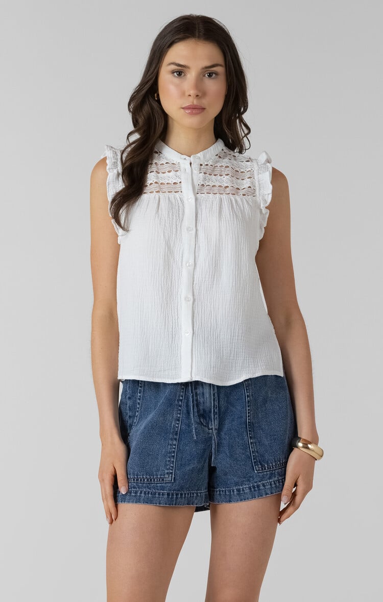 Dex Lace Yoke Button Blouse