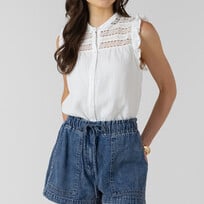 Dex Lace Yoke Button Blouse