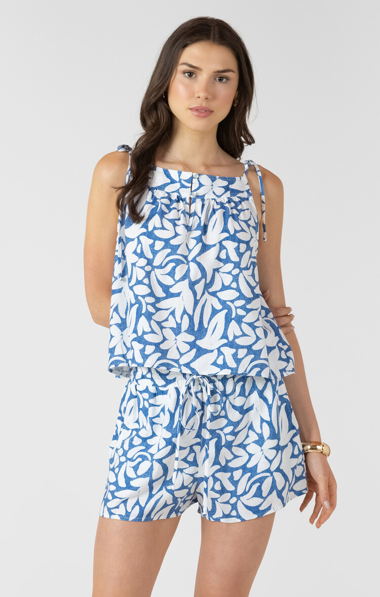 Dex Tie Tank Blue Flower