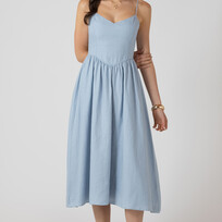 Dex Light Blue V Waist Dress