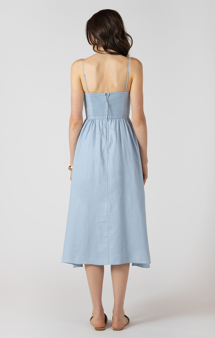 Dex Light Blue V Waist Dress