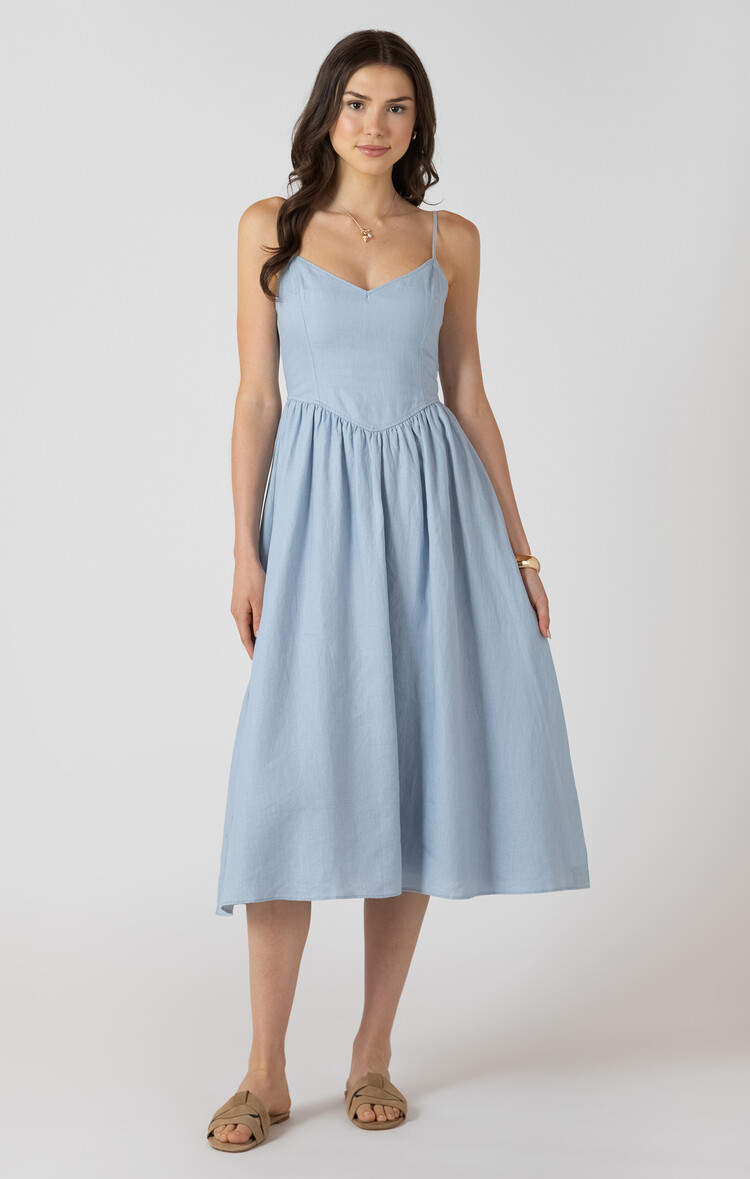 Dex Light Blue V Waist Dress