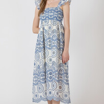 Black Tape Blue Embroidered Dress