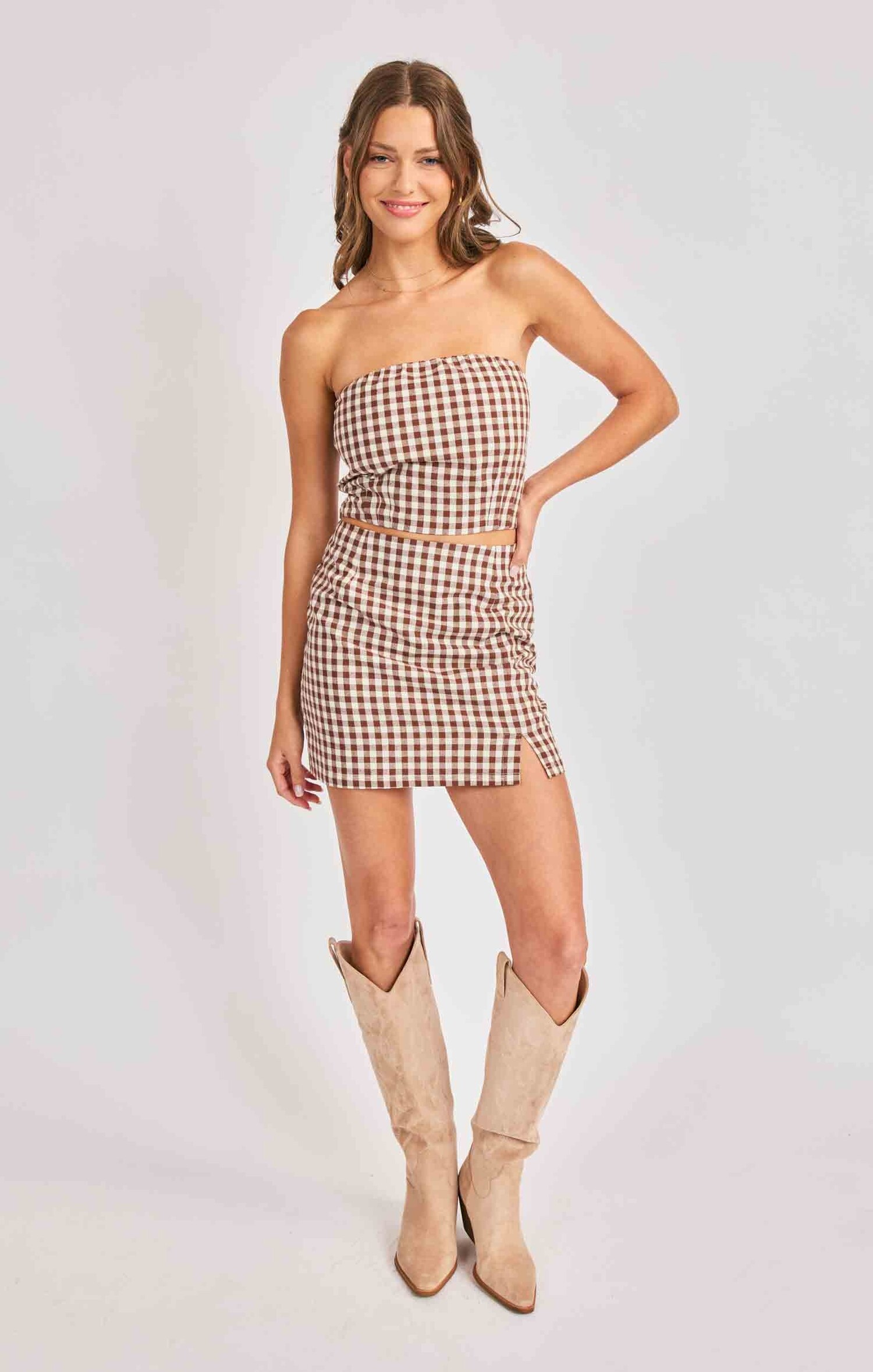 Mustang Gingham Mini Skirt | Sadie & Sage | Clothz Boutique
