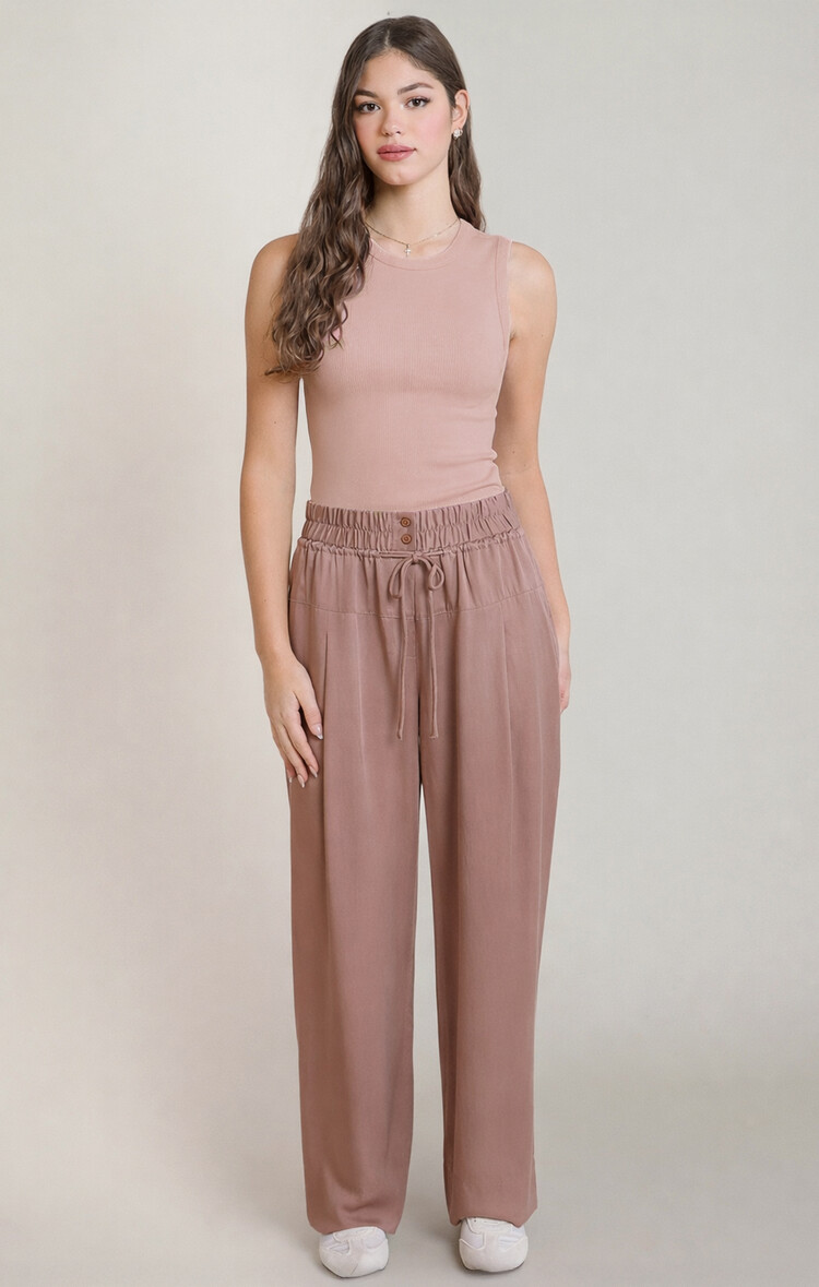 Dex Ribbed Tank Rose