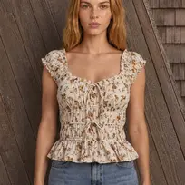 Vintage Floral Smocked Peplum Top