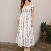 Stripe Sleeve Midi Dress
