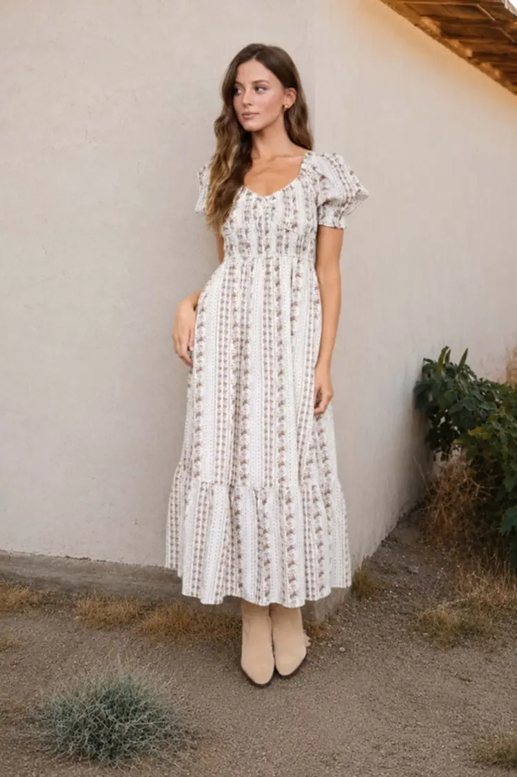 Stripe Sleeve Midi Dress