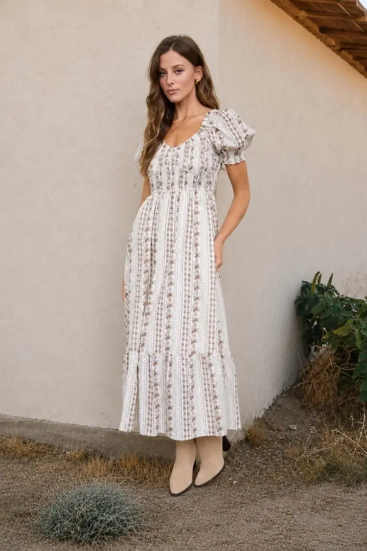 Stripe Sleeve Midi Dress