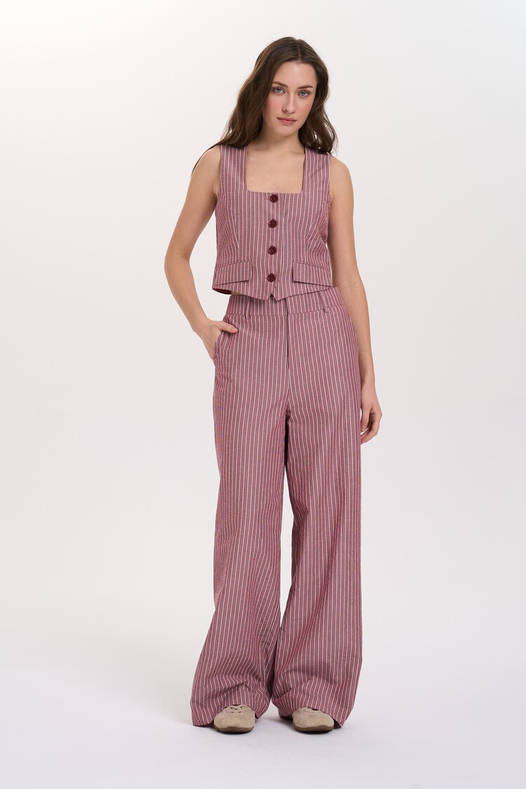 24 Colours Bordeaux Stripe Pants