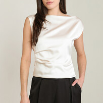 Black Tape Draped Satin Top