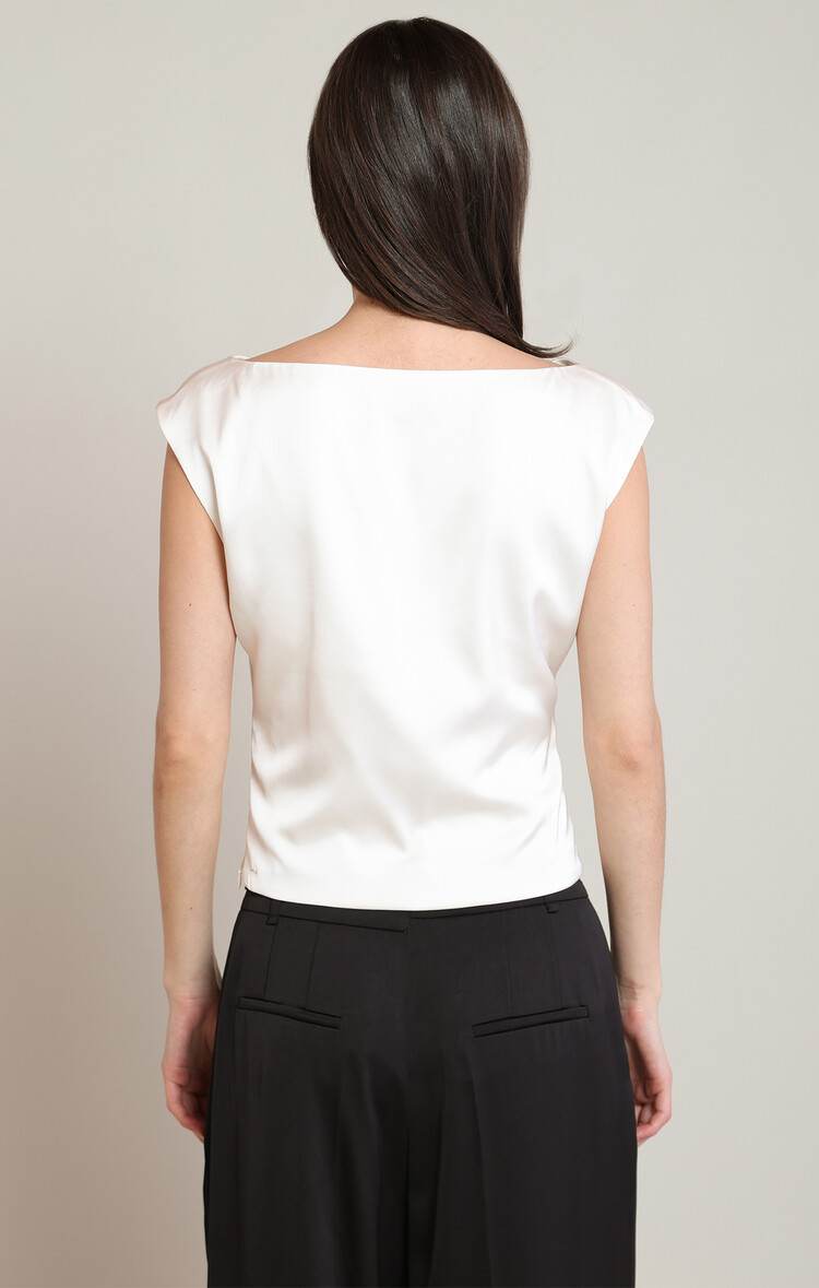Black Tape Draped Satin Top