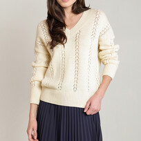 Black Tape Ecru V- Sweater