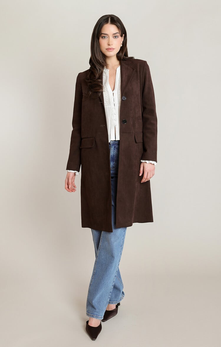 Black Tape Chocolate Suede Coat
