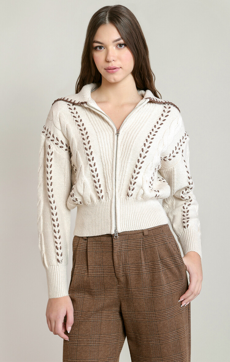 Dex Collar Cable Zip Cardi