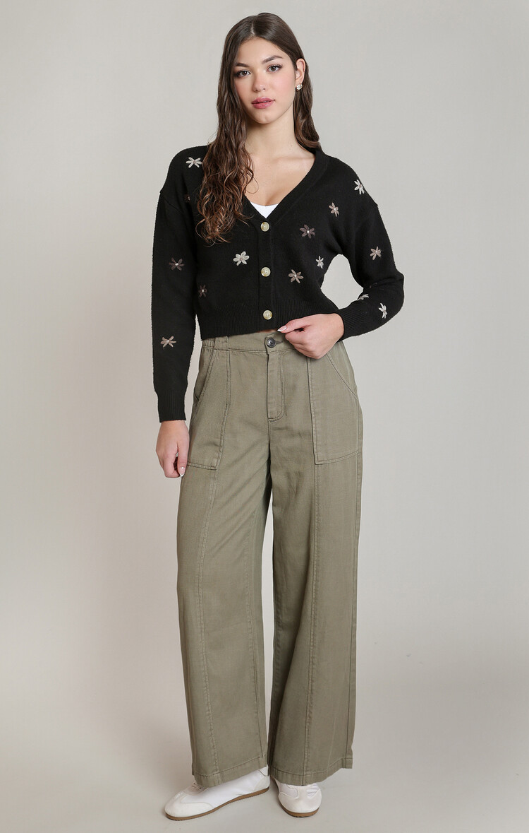 Dex Black Cardi With Flowers