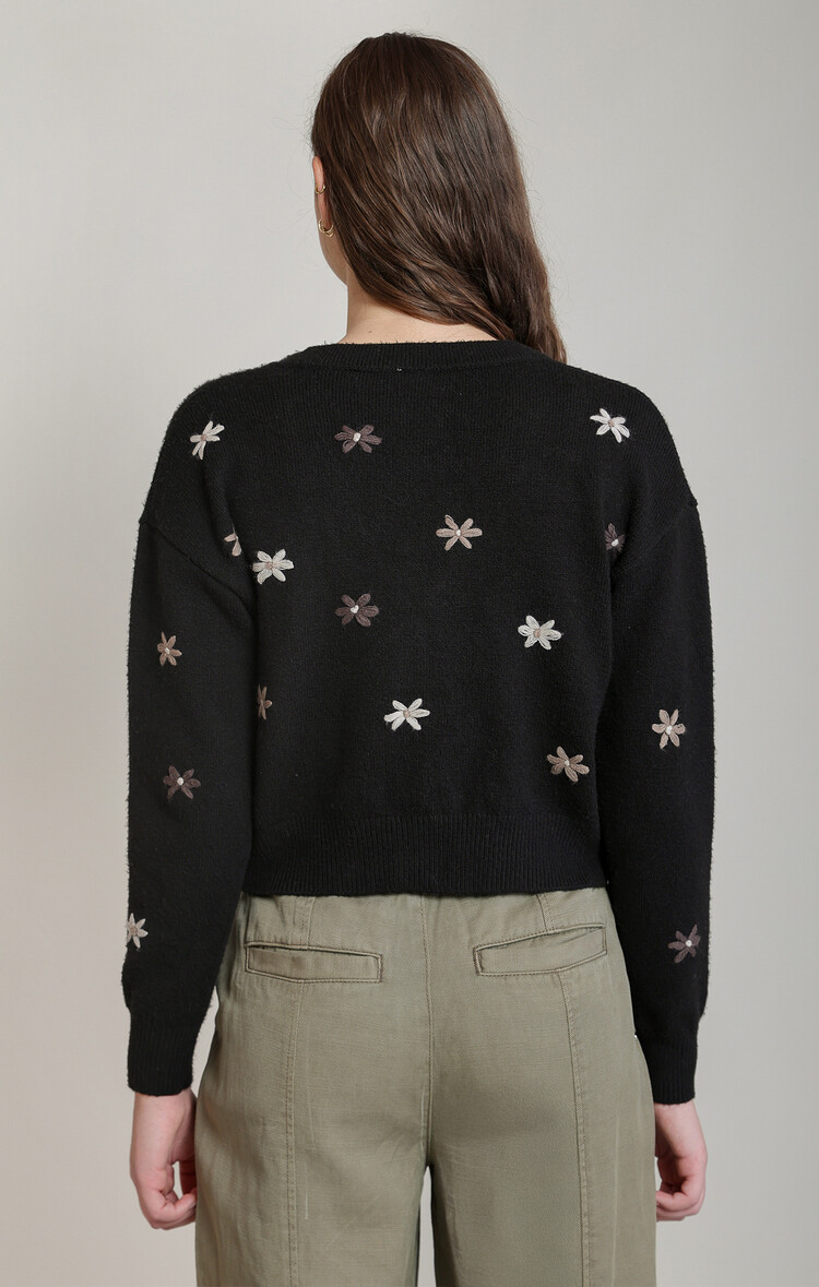 Dex Black Cardi With Flowers