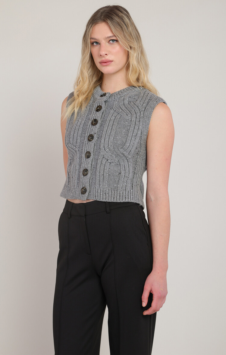 Room 34 Grey Cable Vest