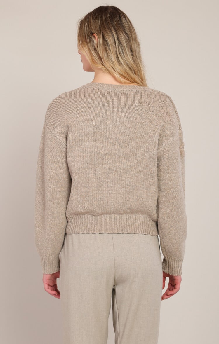 Room 34 Oatmeal Flower Sweater