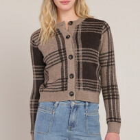 Room 34 Taupe/Brown Plaid Cardigan