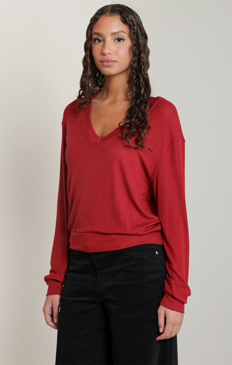 Dex Burgundy V-Neck Tee