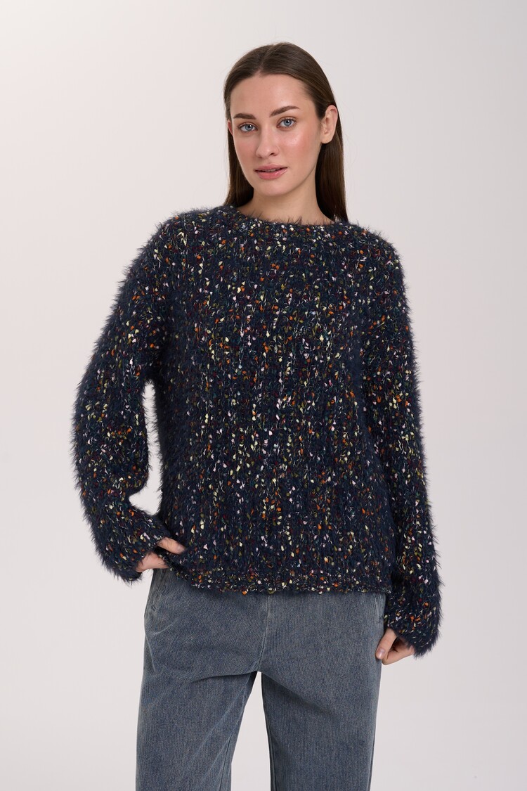 24 Colours Speckled Pullover – Navy & Bordeaux