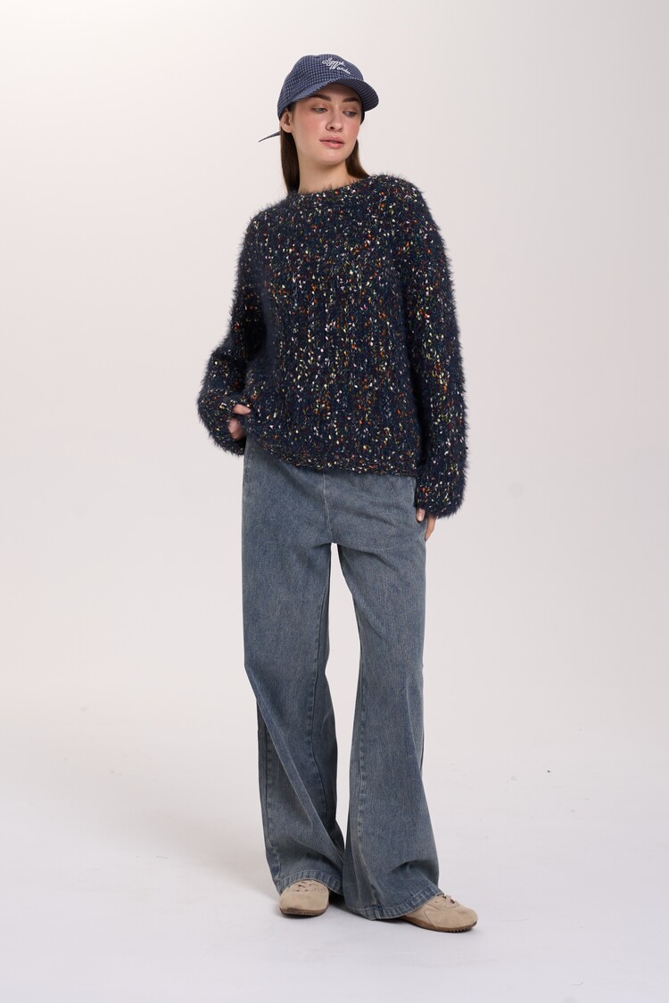 24 Colours Speckled Pullover – Navy & Bordeaux